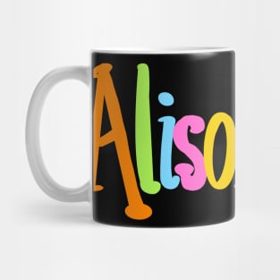 Alison popular girls first name in white. Personalized personalised customised name Alison Mug